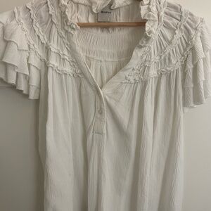 Maeve Cream Ruffled Bib Collar Blouse